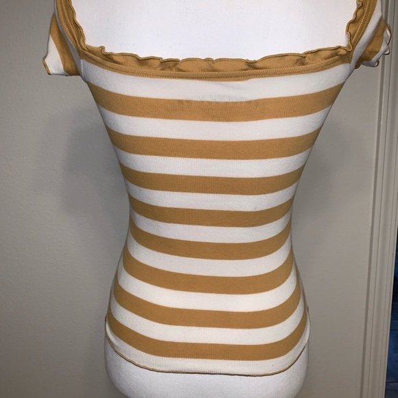 5/$25!!!  Mustard and Cream Striped Tank - Picture 5 of 9